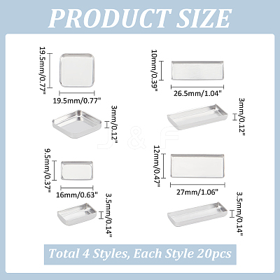 80Pcs 4 Styles Rectangle Aluminum & 20Pcs Square Iron Empty Palette Pans FIND-PH0020-97-1