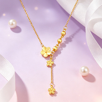 Brass Flower Tassel Pendant Necklaces for Women WG8DA3A-01-1