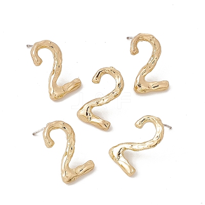 Brass Number Stud Earrings with 925 Sterling Silver Pins for Women LS-EJEW-A077-01B-1
