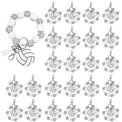30Pcs Volleyball Wood Pendant Decorations HJEW-JOY00015-1