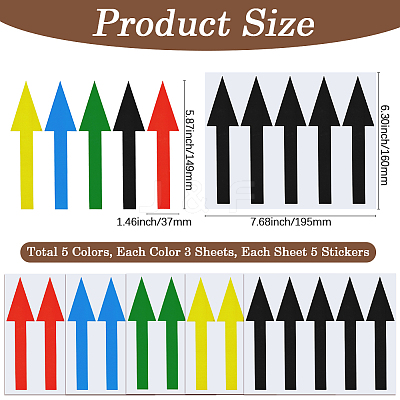 15 Sheets 5 Colors Rectangle PVC Self-Adhesive Arrows Guide Label Stickers DIY-GF0013-06-1