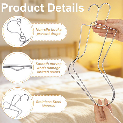7Pcs 4 Styles Stainless Steel Sock Stretchers AJEW-UN0003-38A-1
