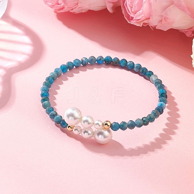 Natural Apatite Beaded Cuff Bangles BJEW-JB13326-01-1