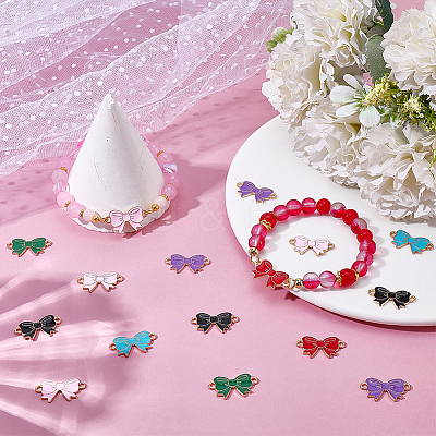 36Pcs 6 Colors Alloy Enamel Connector Charms ENAM-SC0008-25-1