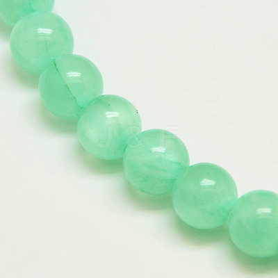 Dyed Natural Green Jade Beads Strands X-JBS053-6MM-27-1