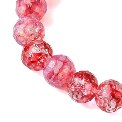 8mm Faceted Round Transparent Baking Paint Glass Beaded Stretch Bracelets for Women BJEW-JB10732-1