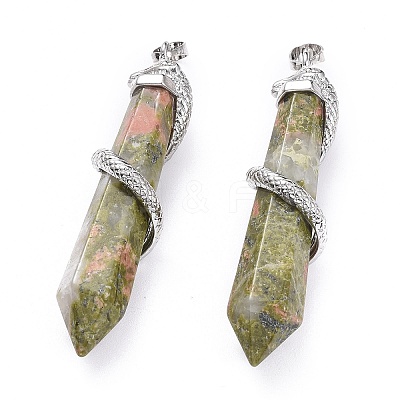 Natural Unakite Big Pointed Pendants X-G-F696-B06-1