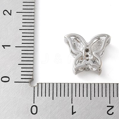 Brass Micro Pave Clear Cubic Zirconia Silde Charms KK-C086-02P-02-1