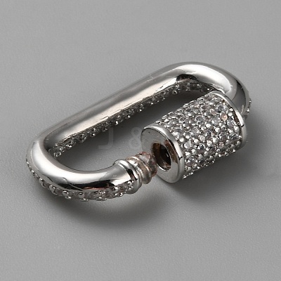 Brass Micro Pave Clear Cubic Zirconia Screw Carabiner Lock Charms DIY-WH0064-18P-1