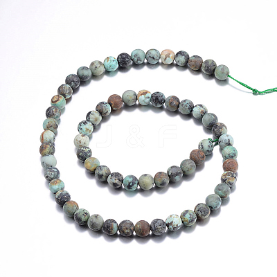 Frosted Natural African Turquoise(Jasper) Round Beads Strands G-D746-4mm-1