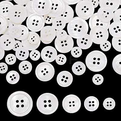 100Pcs 5 Styles 4-Hole Shell Buttons BUTT-PH0001-43-1