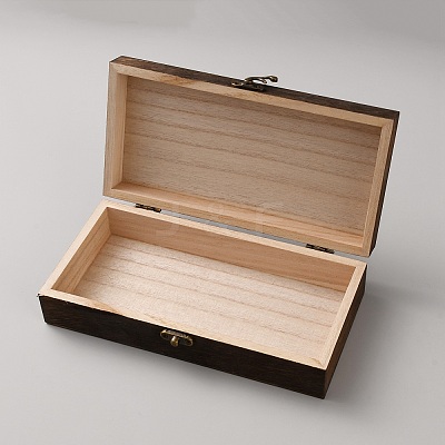 Wooden Packing Boxes with Hinged Lid and Clasps OBOX-WH0001-13-1