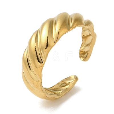 Ion Plating(IP) 304 Stainless Steel Open Cuff Rings for Women X-RJEW-Z053-09G-1
