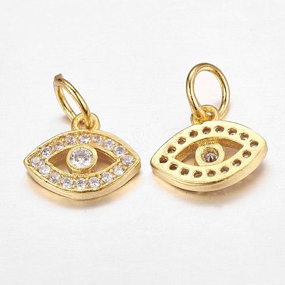 CZ Brass Micro Pave Cubic Zirconia Evil Eye Charms X-ZIRC-L018-10G-1
