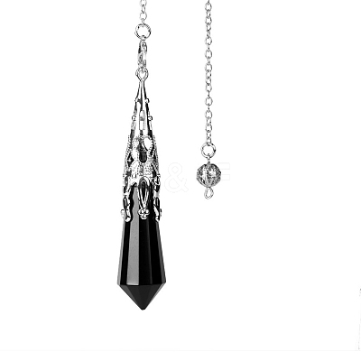 Natural Black Onyx Dowsing Pendulum Big Pendants PW-WGF0B2B-18-1