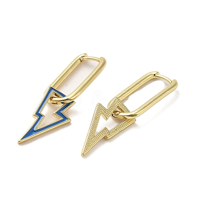 Lightning Bolt Golden Brass Dangle Hoop Earrings EJEW-L268-018G-01-1