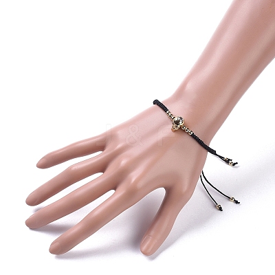 Skull Adjustable Brass Nylon Thread Braided Bracelets BJEW-JB04985-03-1