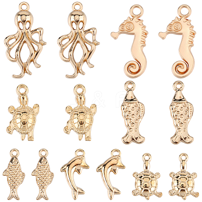 7 Styles Light Gold Marine animal Alloy Pendants FIND-SC0012-79-1