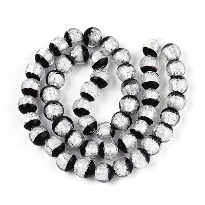 Luminous Handmade Lampwork Silver Foil Beads Strand FOIL-N029-03F-1