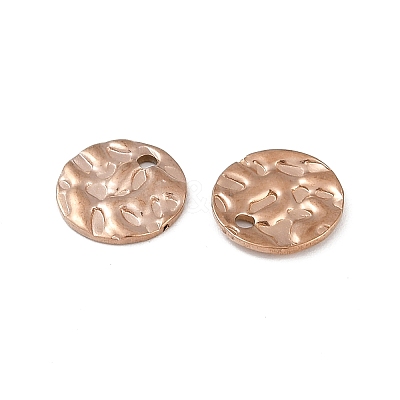 304 Stainless Steel Textured Disc Charms STAS-Q336-11B-RG-1