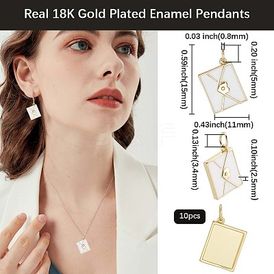 10Pcs Rack Plating Brass Enamel Pendants KK-BBC0020-60G-01-1
