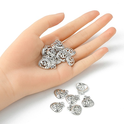 20Pcs Tibetan Style Halloween Pumpkin Jack-O'-Lantern Alloy Pendants TIBEP-YW0001-43AS-1