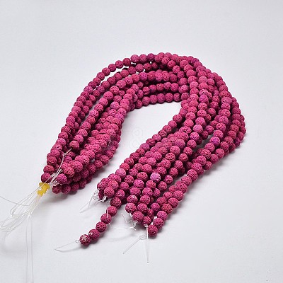 Natural Lava Rock Round Bead Strands X-G-I124-6mm-05-1