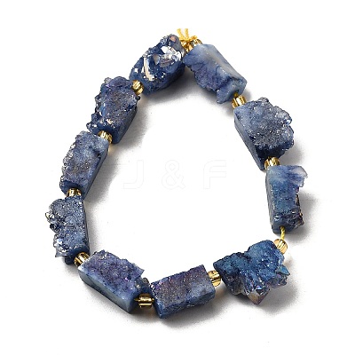 Electroplated Natural Druzy Agate Beads Strands G-R012-A02-04-1
