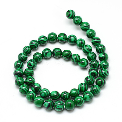 Synthetic Malachite Beads Strands X-G-T053-6mm-05-1