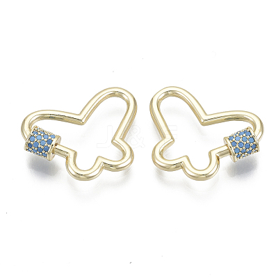Brass Micro Pave Cubic Zirconia Screw Carabiner Lock Charms KK-R136-071B-NF-1