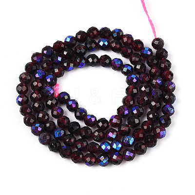 AB Color Plated Natural Garnet Beads Strands G-T144-B07-01-1