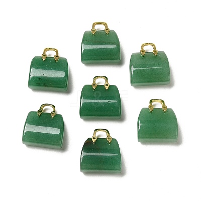 Natural Green Aventurine Brass Pendants KK-E274-01G-14-1