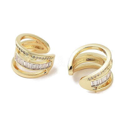 Star Brass Micro Pave Cubic Zirconia Cuff Earrings EJEW-E310-20G-1