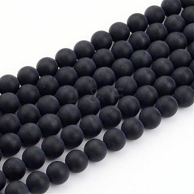 Dyed & Heated Natural Black Agate Bead Strands G-H056-4mm-1