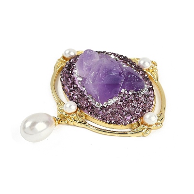 Raw Natural Amethyst Pendants KK-P282-03G-B-1