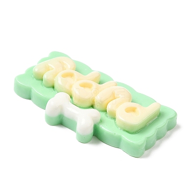 Opaque Resin Cartoon Word Cabochons RESI-K030-01-1