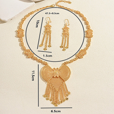 Vintage Alloy Hollow Bowknot Tassel Earrings & Necklaces Sets for Women XI4040-1