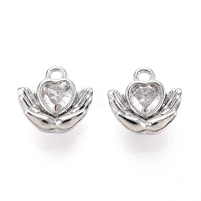 Brass Micro Pave Clear Cubic Zirconia Charms KK-N267-20P-1