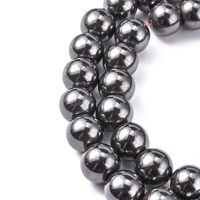 Magnetic Synthetic Hematite Beads Strands G-Q893-12mm-1