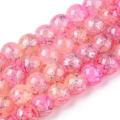 Drawbench Crackle Glass Beads Strands GLAA-N006-8mm-11-1