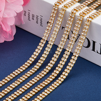 Golden Iron Rhinestone Strass Chains CH-WH0009-04G-01-1