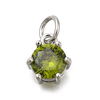 Brass Pave Cubic Zirconia Pendants KK-V002-23P-03-1