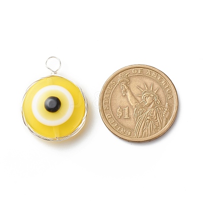 Transparent Evil Eye Resin Pendants PALLOY-JF01845-02-1