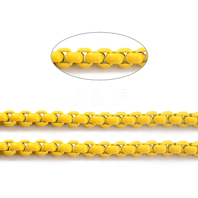 Eco-friendly Spray Painted Handmade Brass Box Chains KK-J276-17-P07-1
