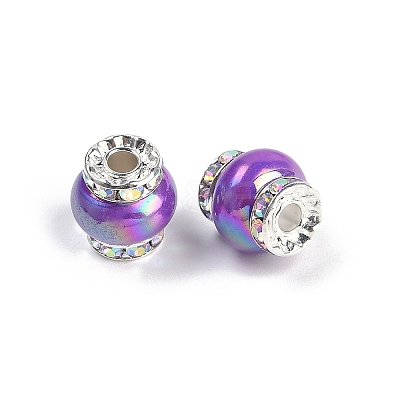 Resin Beads with Brass Rhinestone Rondelle KK-H490-05P-1