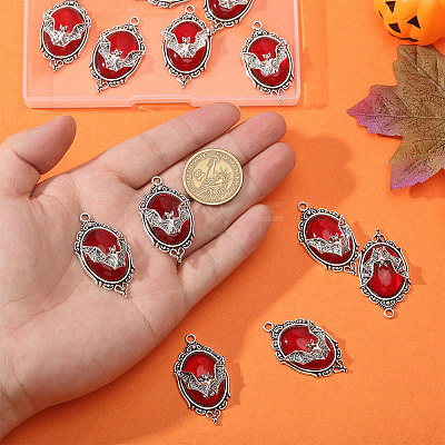 12Pcs Vampire Bat Shaped Alloy Enamel Pendants ENAM-CA0001-87A-1
