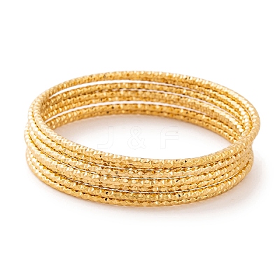 7Pcs PVD Vacuum Plating 304 Stainless Steel Textured Bangles Set for Women BJEW-A011-12D-G-1