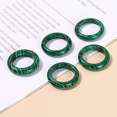 Synthetic Malachite Plain Band Finger Rings PW-WG26698-09-1