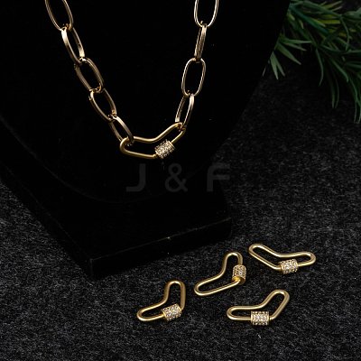 Brass Micro Pave Cubic Zirconia Screw Carabiner Lock Charms ZIRC-G160-60G-1