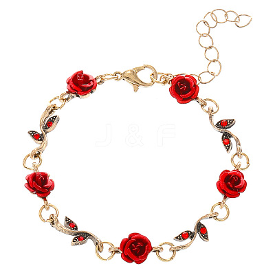 Alloy Rose Flower Link Bracelets for Women WH-WG20E2D-02-1